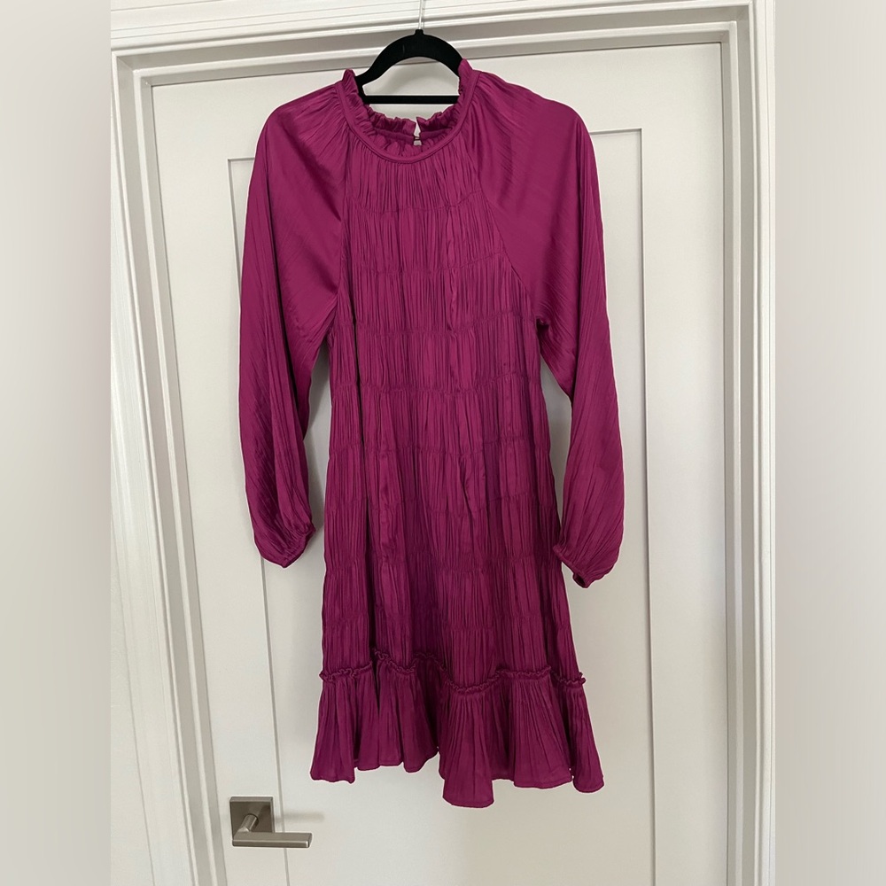 NWT Maeve Magenta Purple Pleated Mini Dress Size S